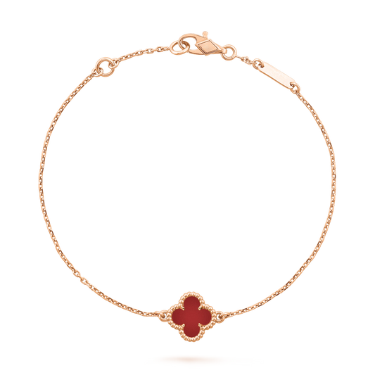 Carnelian Petite Lucky Clover Bracelet