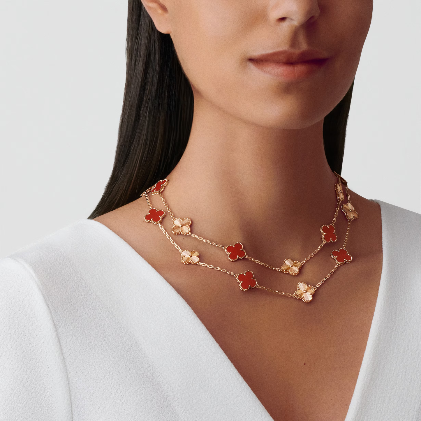 Carnelian & Lumière Lucky Clover Long Necklace