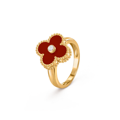 Carnelian Lucky Clover Ring
