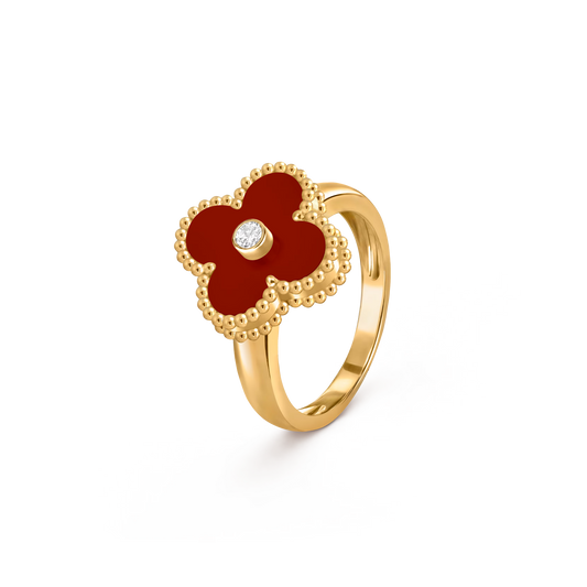 Carnelian Lucky Clover Ring