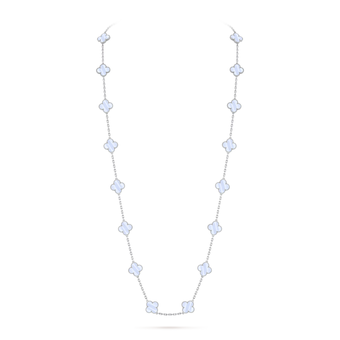 Chalcedony Lucky Clover Long Necklace