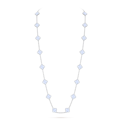 Chalcedony Lucky Clover Long Necklace