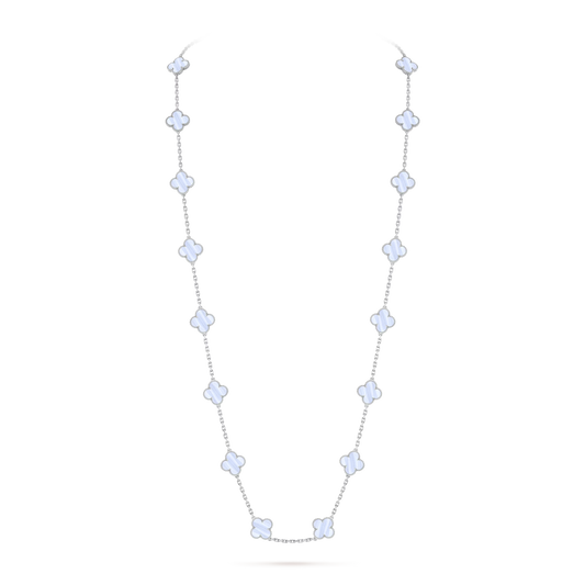 Chalcedony Lucky Clover Long Necklace