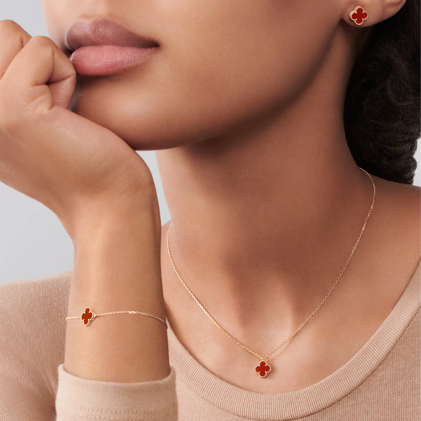 Carnelian Petite Lucky Clover Bracelet