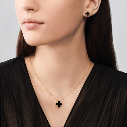 Onyx Petite Lucky Clover earstuds