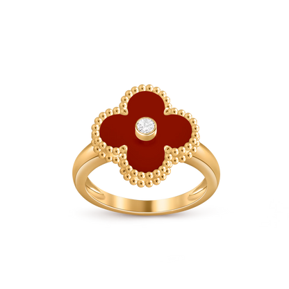 Carnelian Lucky Clover Ring