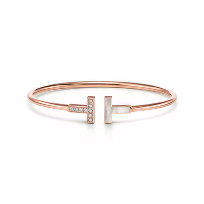 Mother-of-pearl & Diamanté Timeless T Bracelet