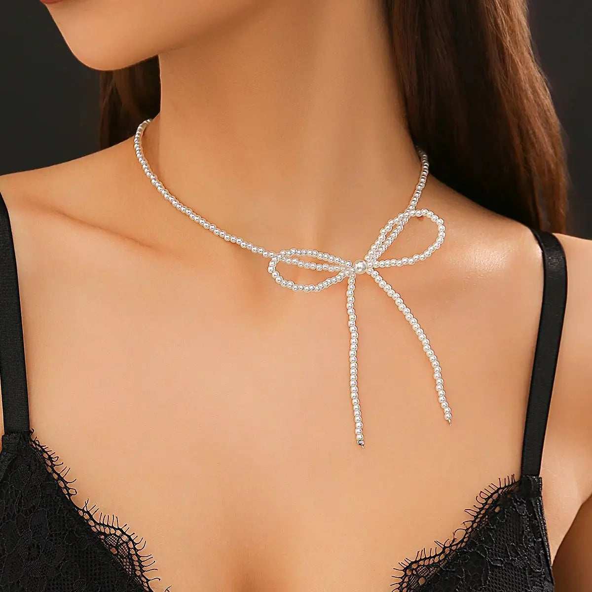 Clarabelle Pearl Bow Necklace