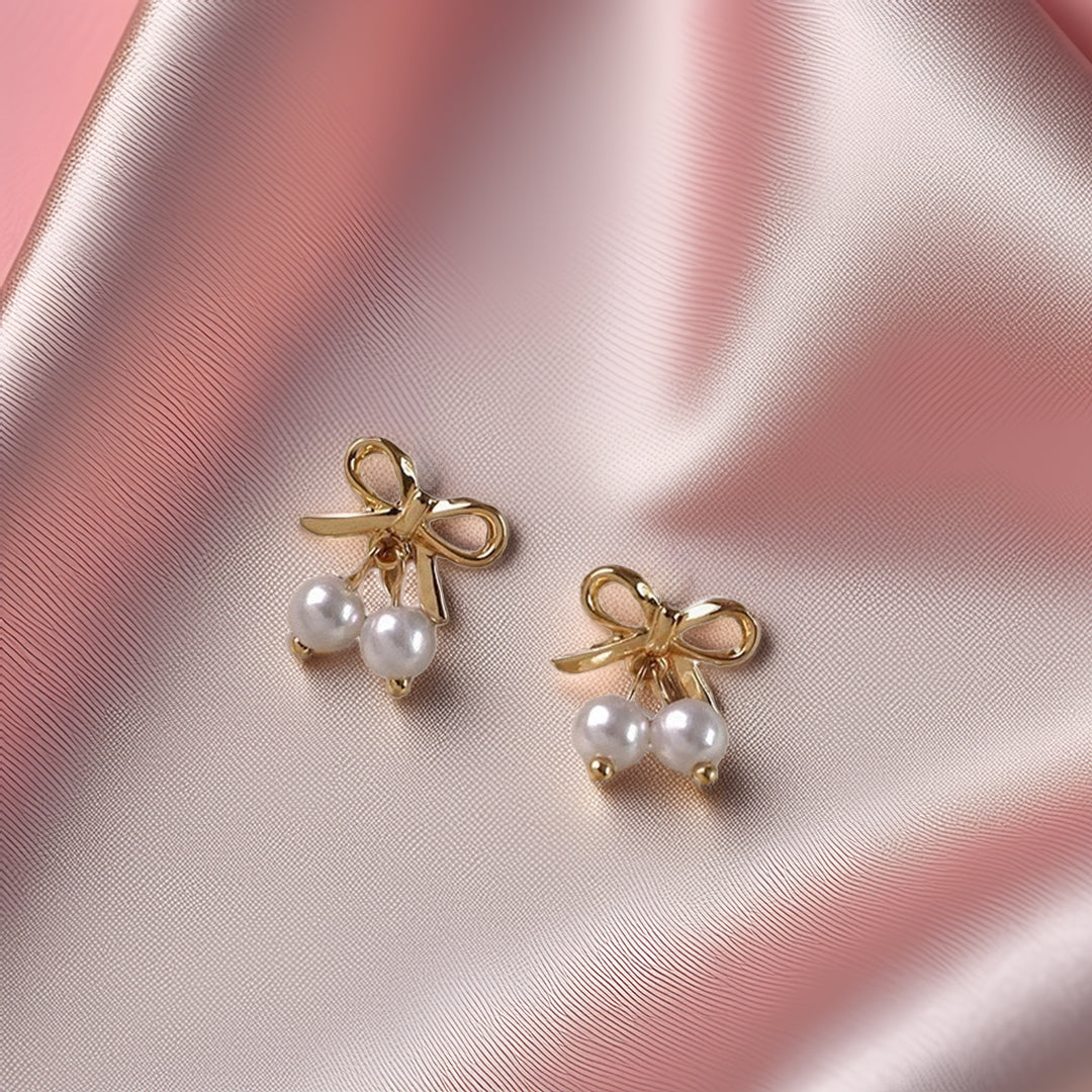 Sophia Grace Pearl Bow Earrings