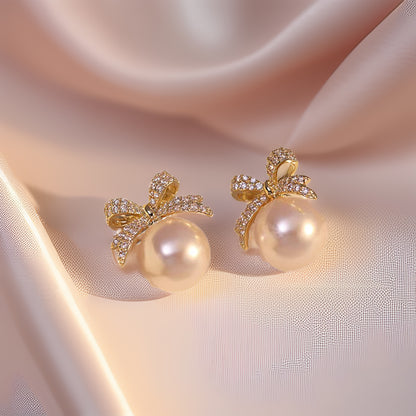 Geneviève Pearl Bow Earrings