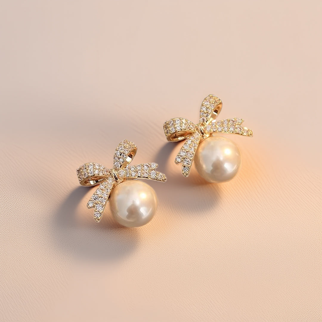 Geneviève Pearl Bow Earrings