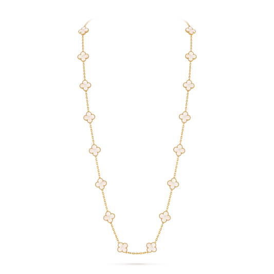 Mother-of-pearl Lucky Clover Long Necklace