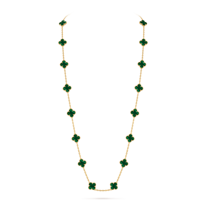 Malachite Lucky Clover Long Necklace