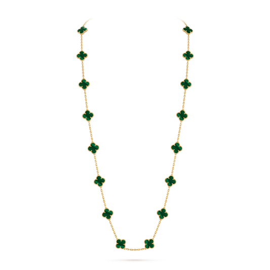 Malachite Lucky Clover Long Necklace