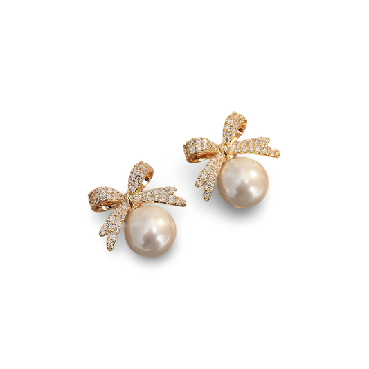 Geneviève Pearl Bow Earrings