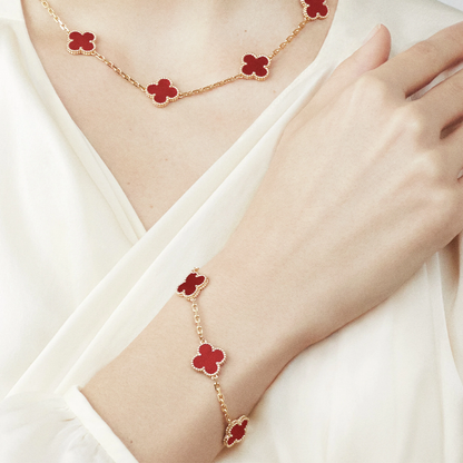 Carnelian Lucky Clover Bracelet
