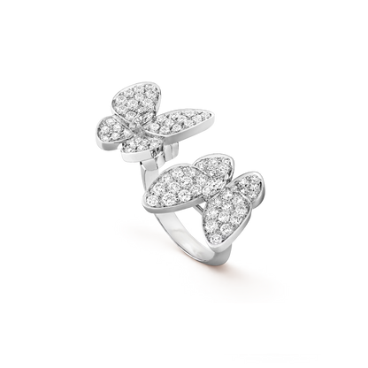 Diamanté Twin Butterfly Ring