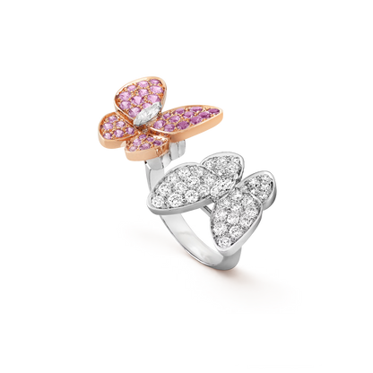 Rosé Bloom Twin Butterfly Ring