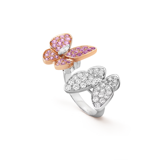 Rosé Bloom Twin Butterfly Ring