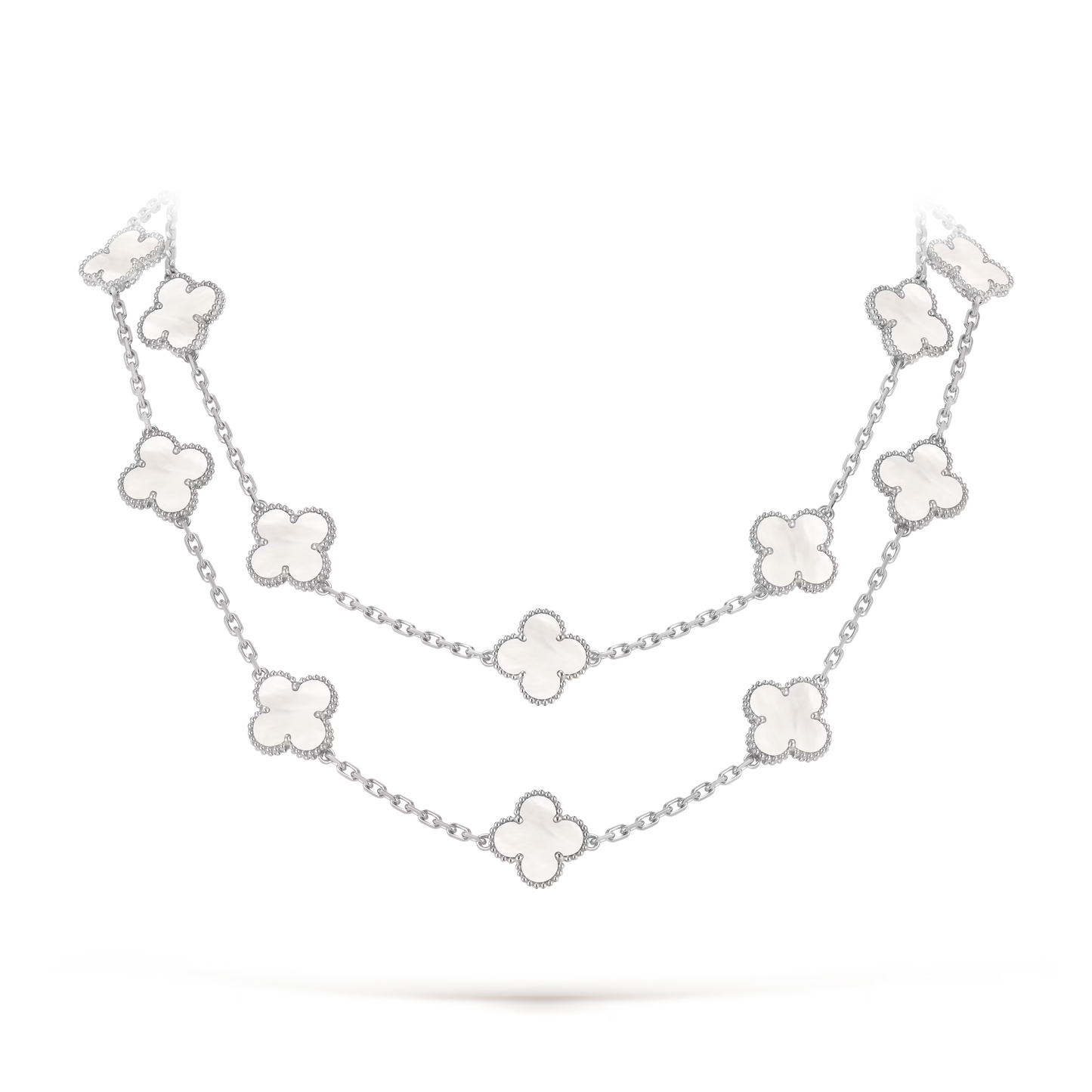 Mother-of-pearl Lucky Clover Long Necklace
