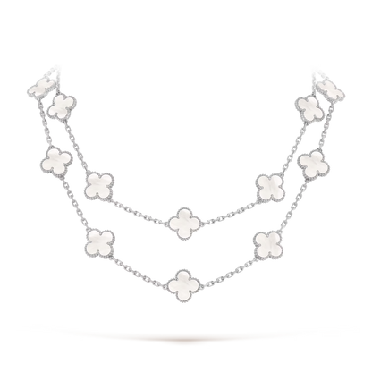 Mother-of-pearl Lucky Clover Long Necklace