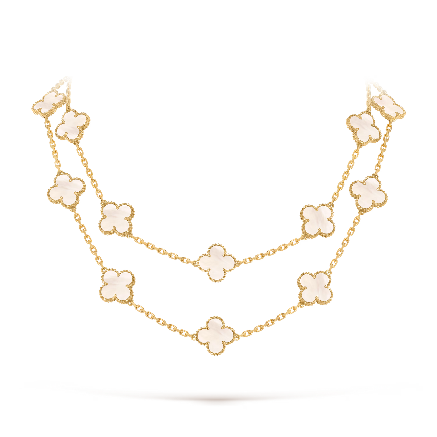 Mother-of-pearl Lucky Clover Long Necklace