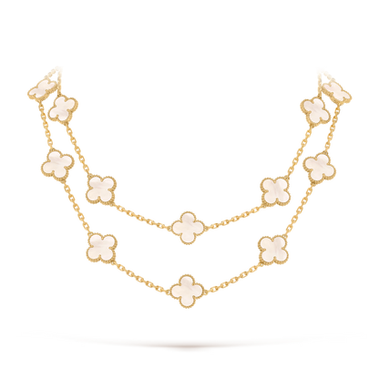 Mother-of-pearl Lucky Clover Long Necklace