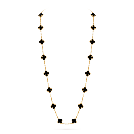 Onyx Lucky Clover Long Necklace
