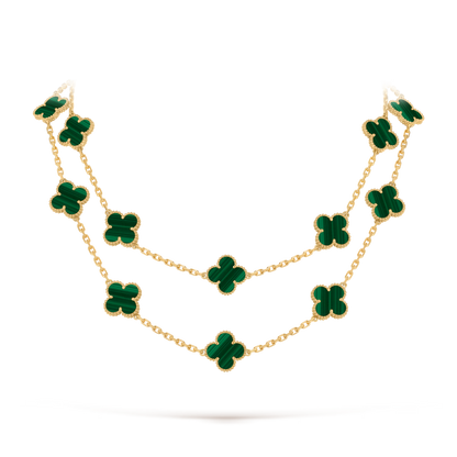 Malachite Lucky Clover Long Necklace